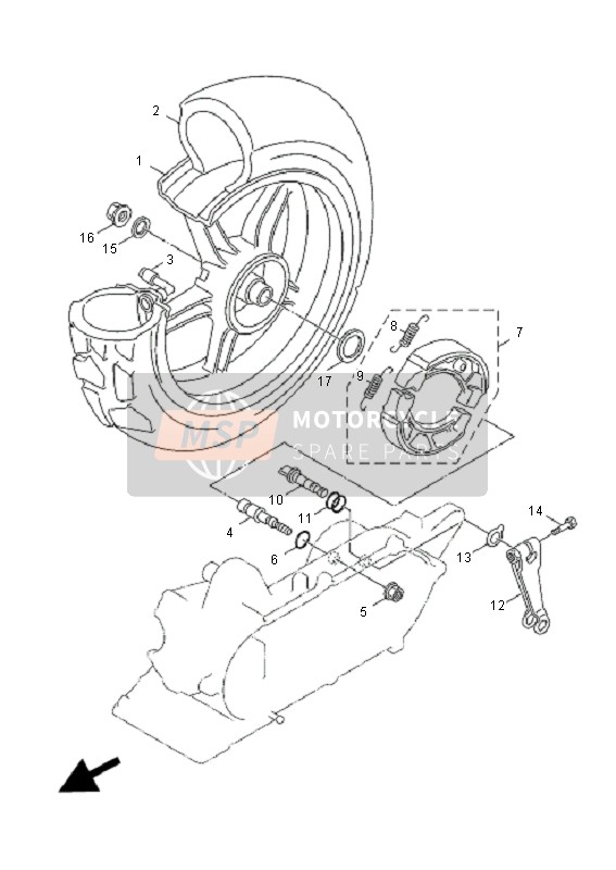 Yamaha XF50E 4T GIGGLE 2008 Ruota posteriore per un 2008 Yamaha XF50E 4T GIGGLE